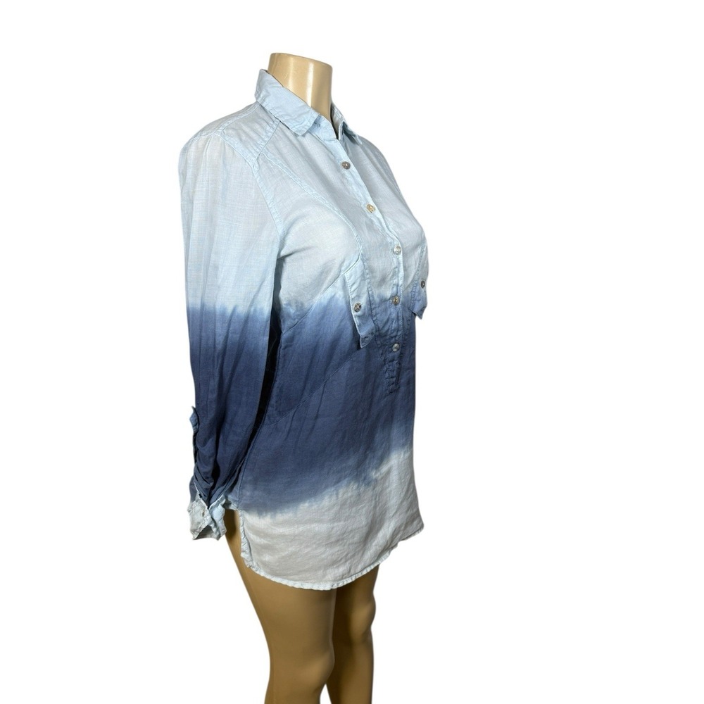 Beulah Style Ombre Tunic Top Womens Small Blue White Dip Dye Boho Casual - Picture 5 of 16